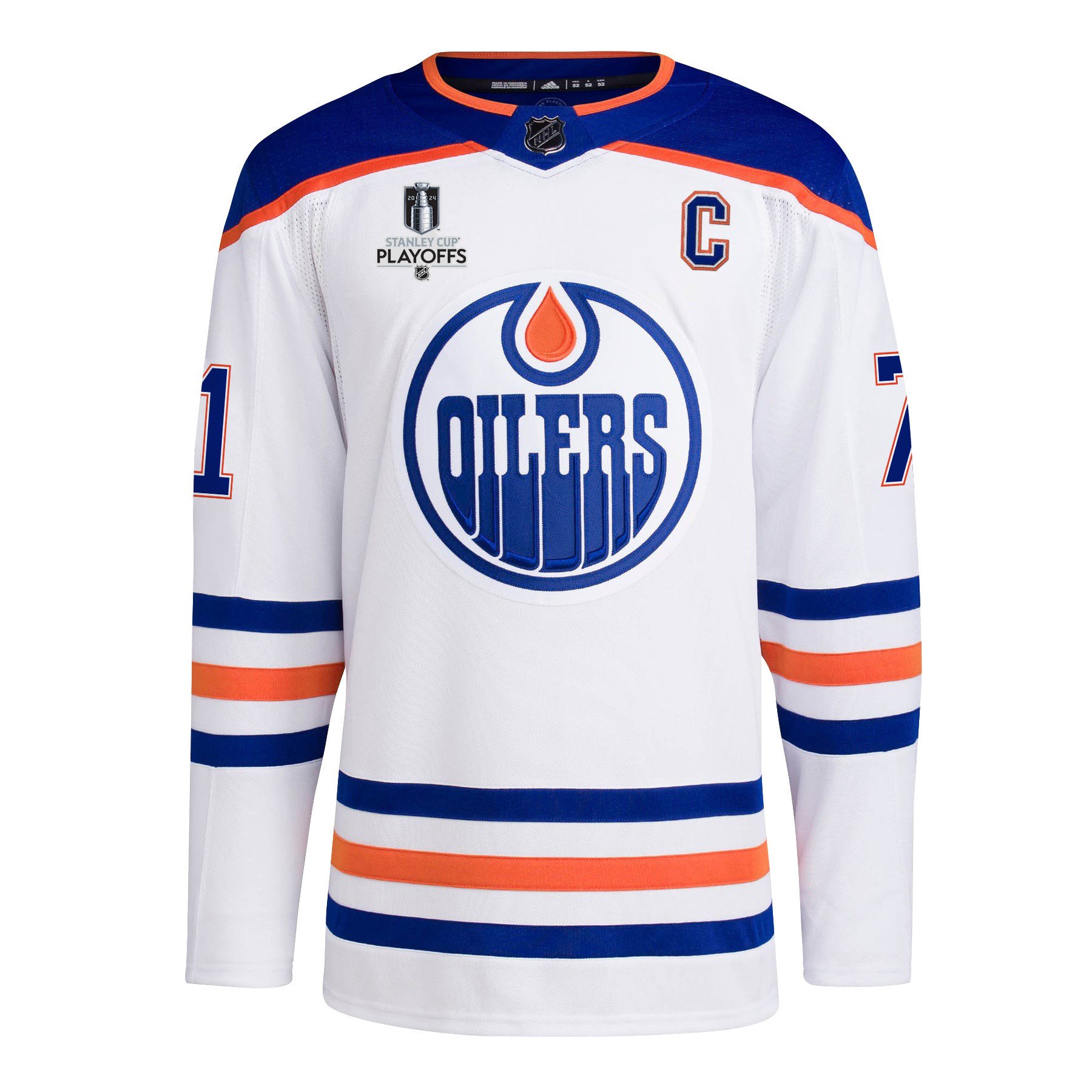 Ryan McLeod 71 Edmonton Oilers 2024 Playoffs Patch Away White NHL Jersey Men's