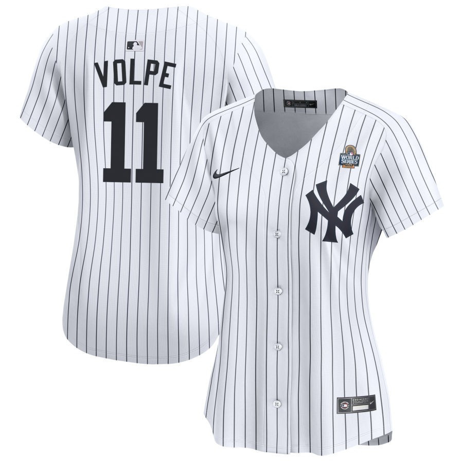 Anthony Volpe 11 New York Yankees 2024 World Series Home Limited White MLB Jersey Women's