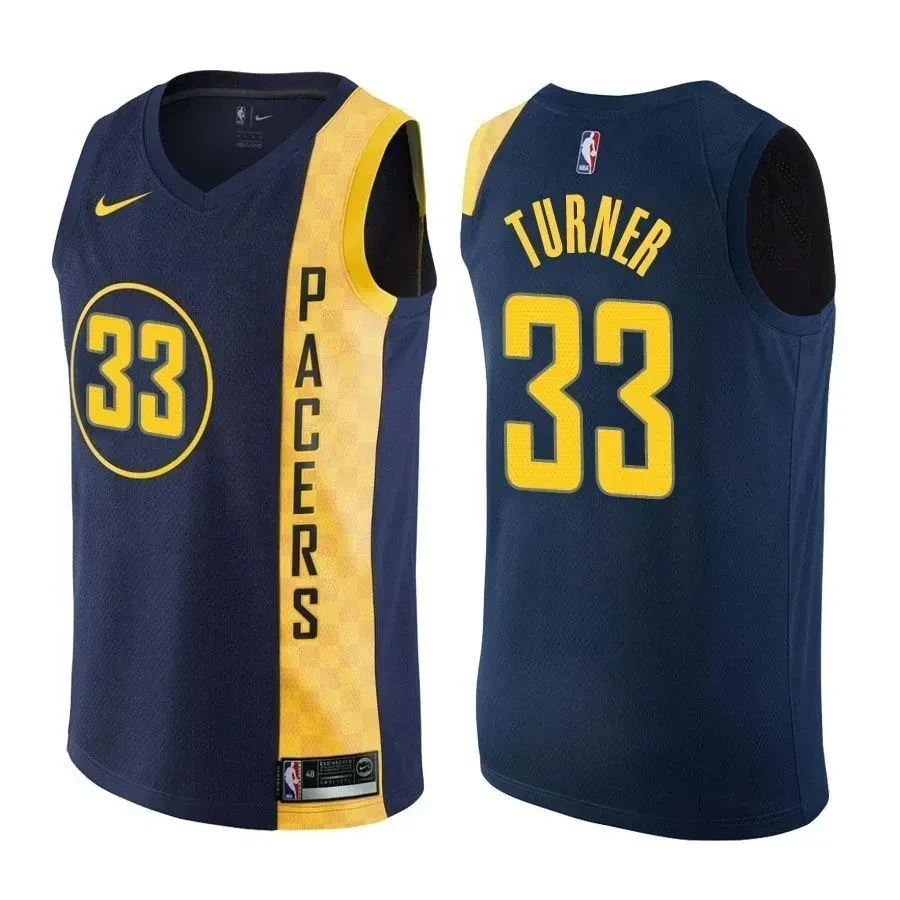 Indiana Pacers Myles Turner 33 City Edition Navy NBA Jersey Men's