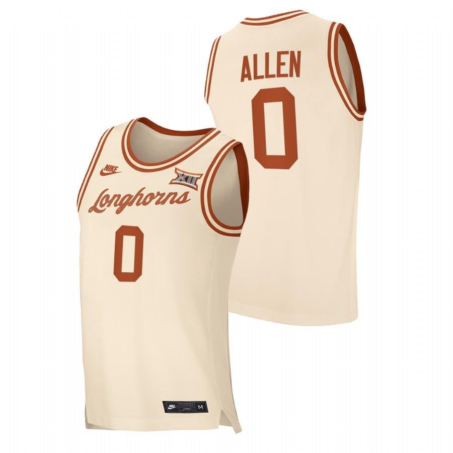 Timmy Allen 0 Texas Longhorns Cream 2023 Transfer College NCAA Jersey Men's