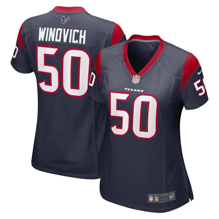 Chase Winovich 50 Houston Texans Team Color Navy NFL Jersey Women's