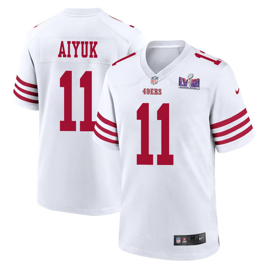 Brandon Aiyuk 11 San Francisco 49ers Super Bowl LVIII Patch Game White NFL Jersey Men's