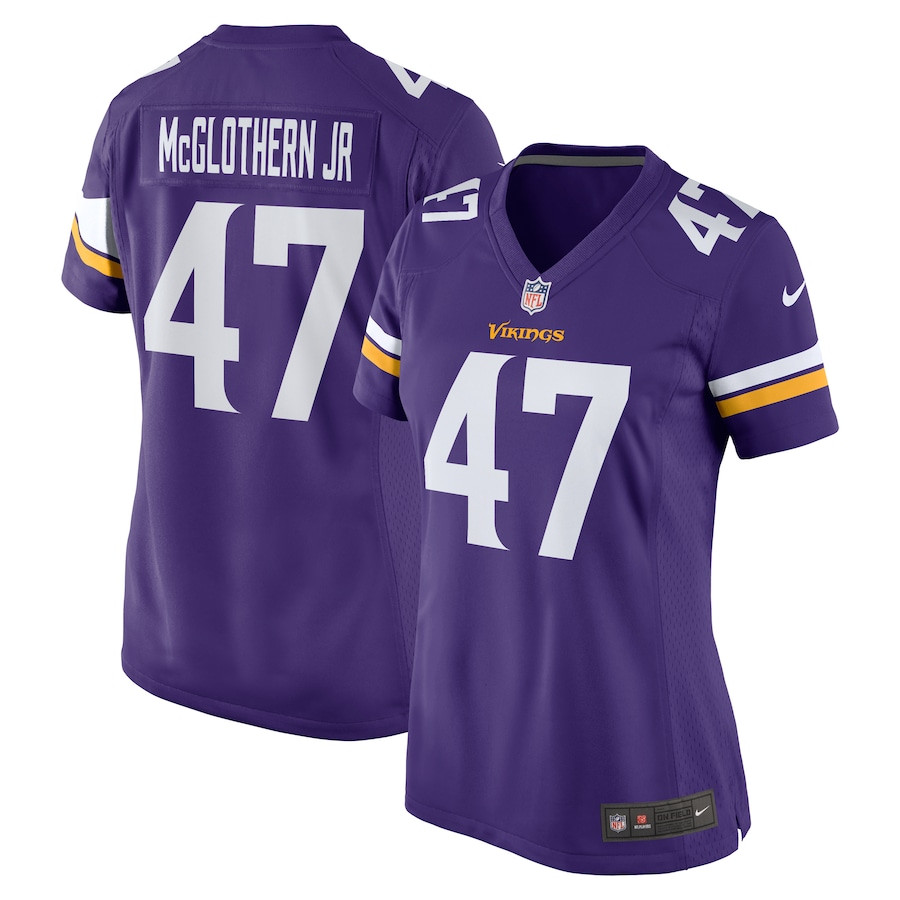 Dwight McGlothern Jr. 47 Minnesota Vikings Game Purple NFL Jersey Women's