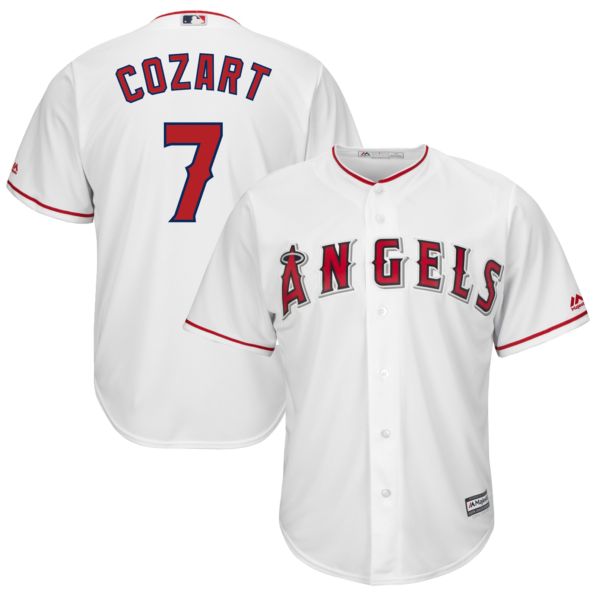 Los Angeles Angels Zack Cozart Majestic White Home Cool Base Player MLB Jersey Men's