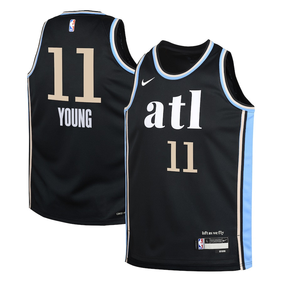 Trae Young 11 Atlanta Hawks 2023/24 City Edition Swingma Black NBA Jersey Youth