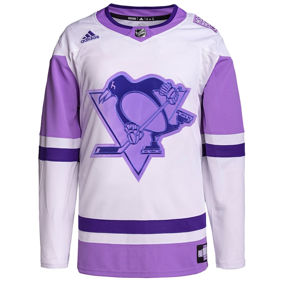 Pittsburgh Penguins Fights Cancer Primegreen White/Purple NHL Jersey Men's