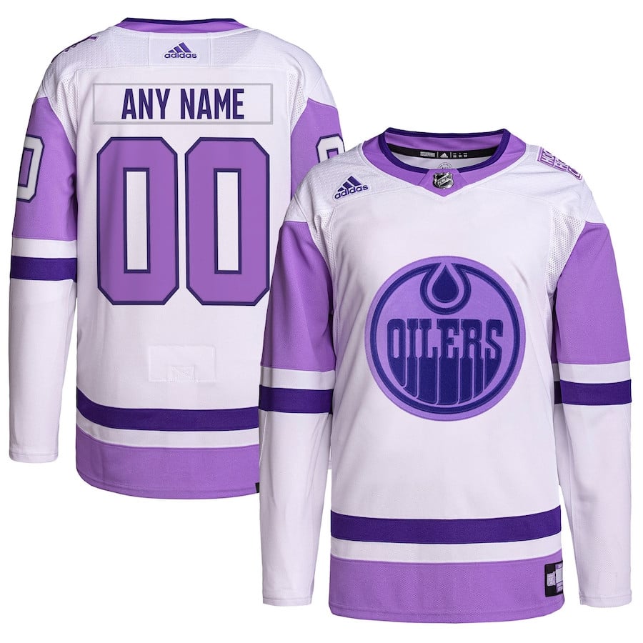 Edmonton Oilers Fights Cancer Primegreen Custom White/Purple NHL Jersey Men's