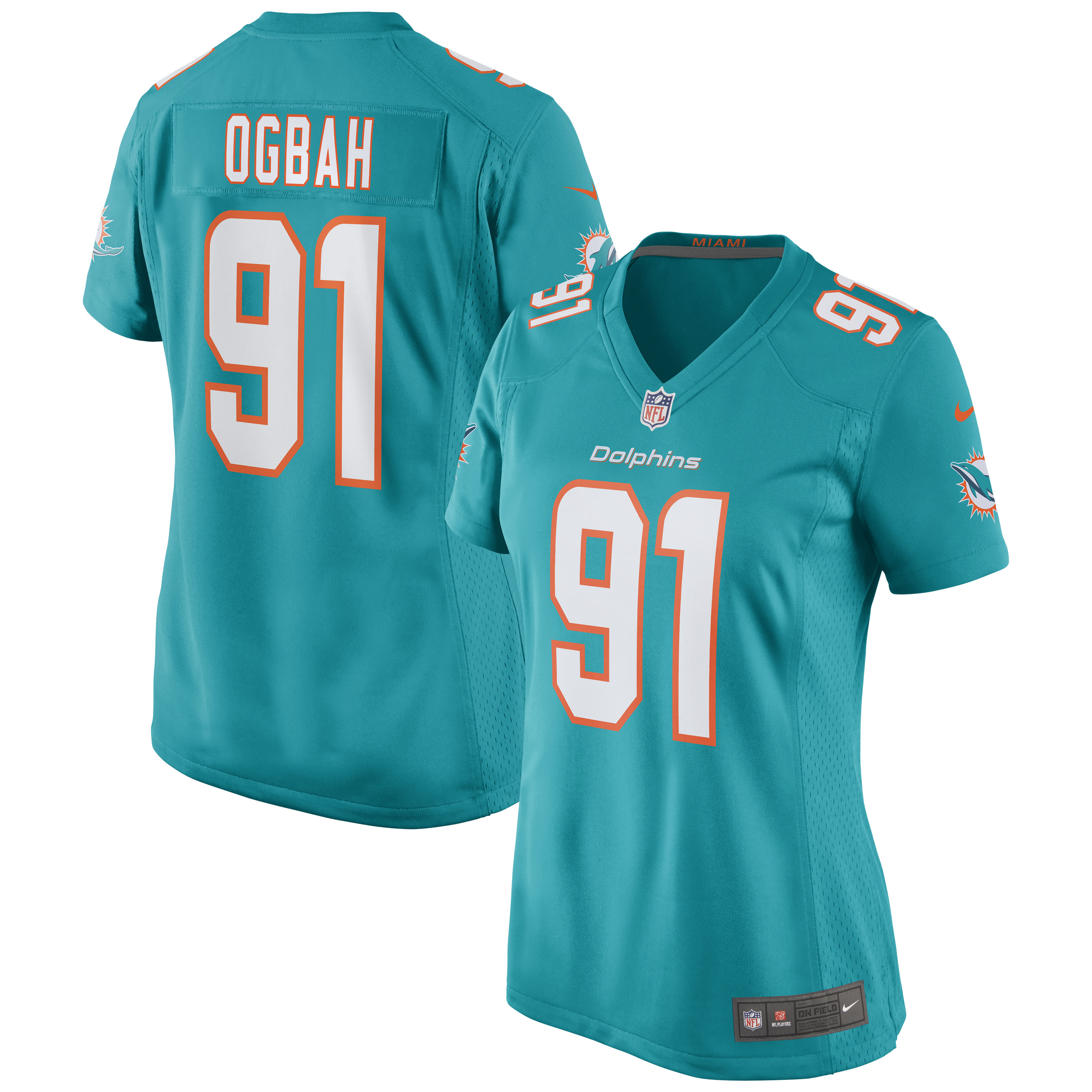 Miami Dolphins Emmanuel Ogbah Aqua Game NFL Jersey Women's