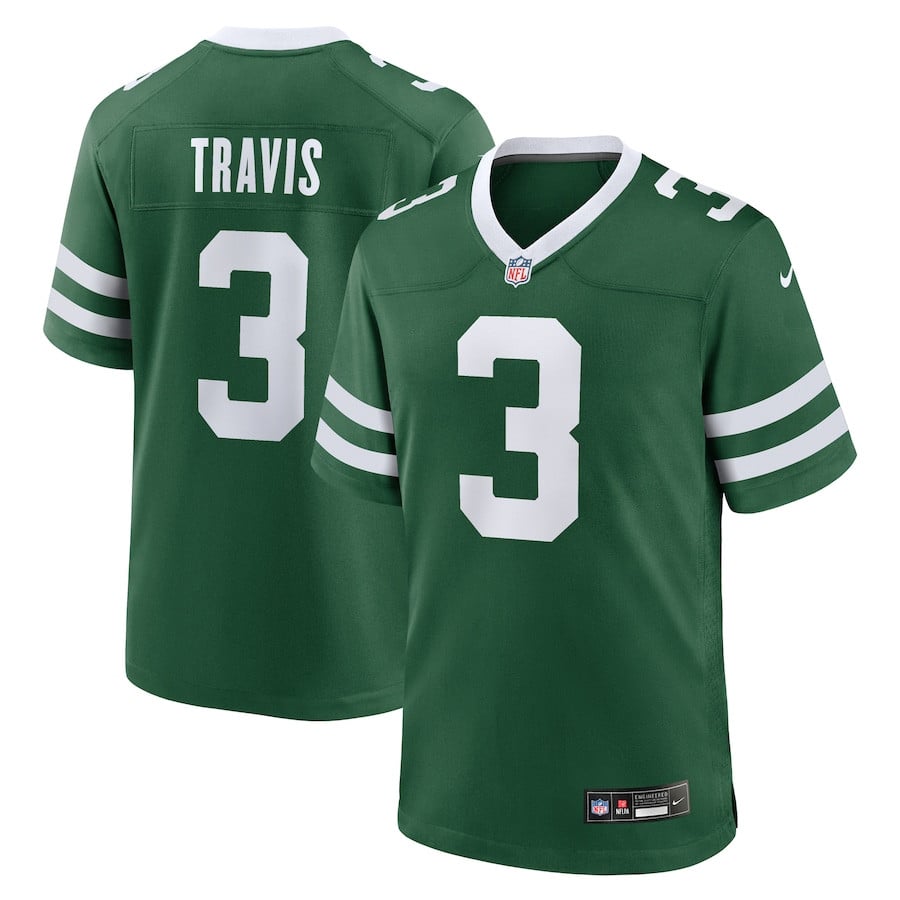 Jordan Travis 3 New York Jets Team Game Legacy Green NFL Jersey Men's
