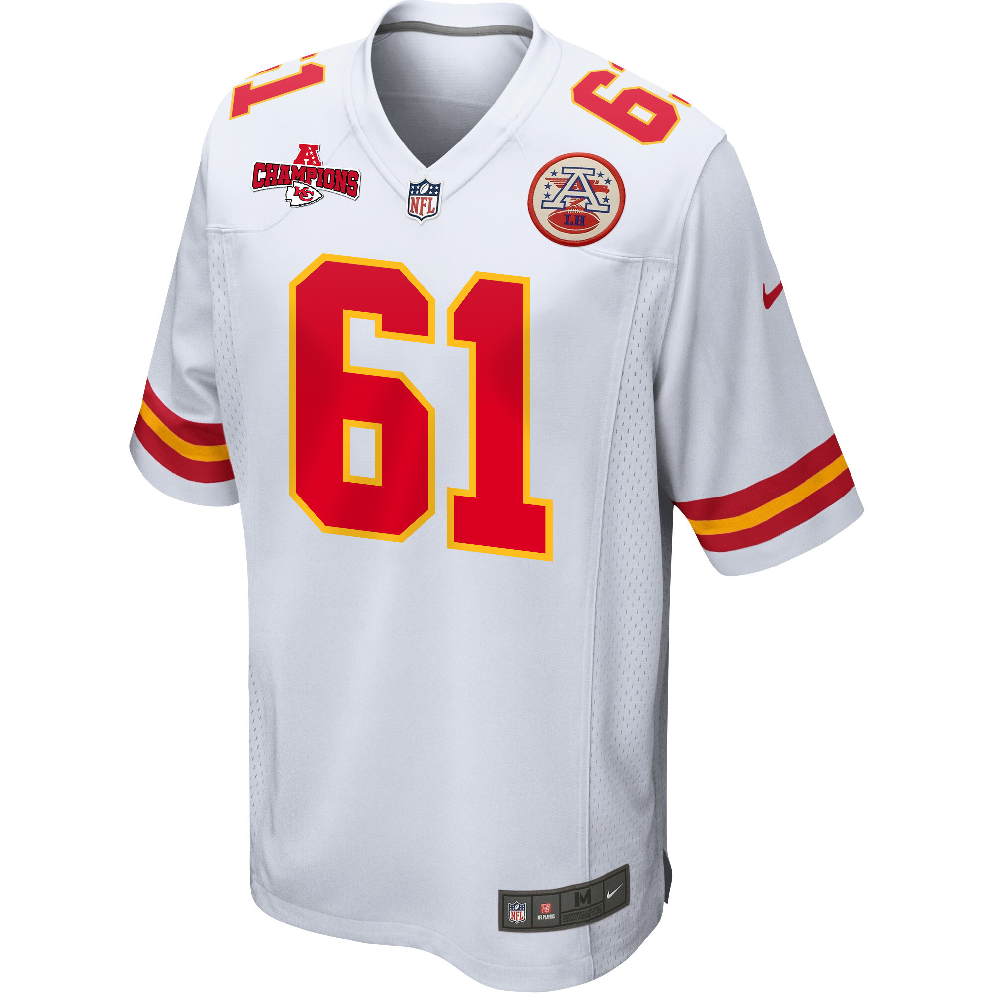 Austin Reiter 61 Kansas City Chiefs AFC Champions Patch Game White NFL Jersey Men's