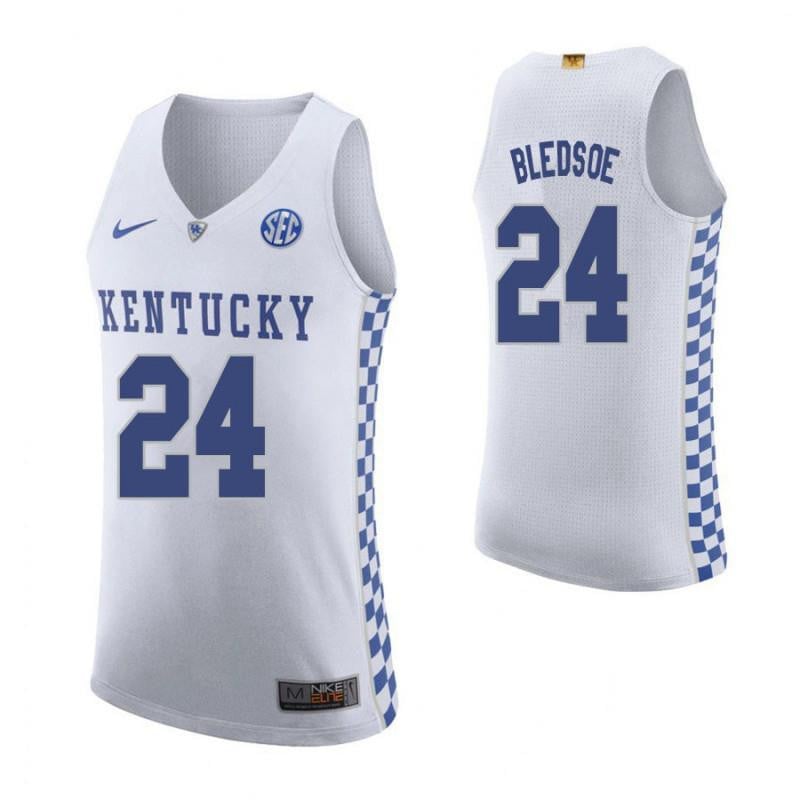 24 Eric Bledsoe Roa White Elite Kentucky Wildcats NCAA Jersey Men's