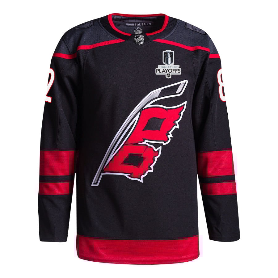 Jesperi Kotkaniemi 82 Carolina Hurricanes 2024 Playoffs Patch Home Black NHL Jersey Men's