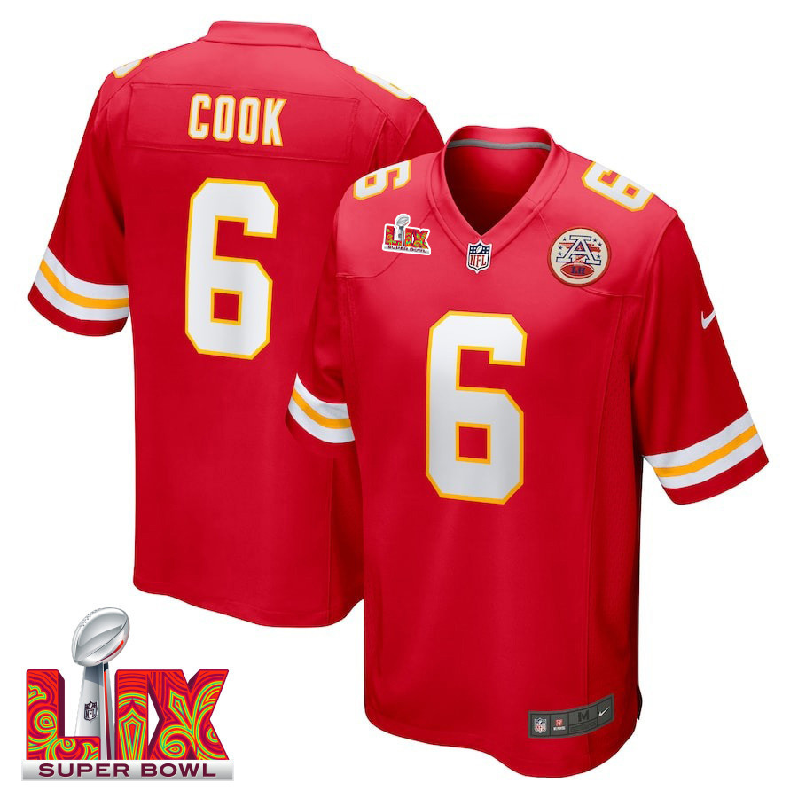 Bryan Cook #6 Kansas City Chiefs Super Bowl LIX Red NFL Jersey Men's