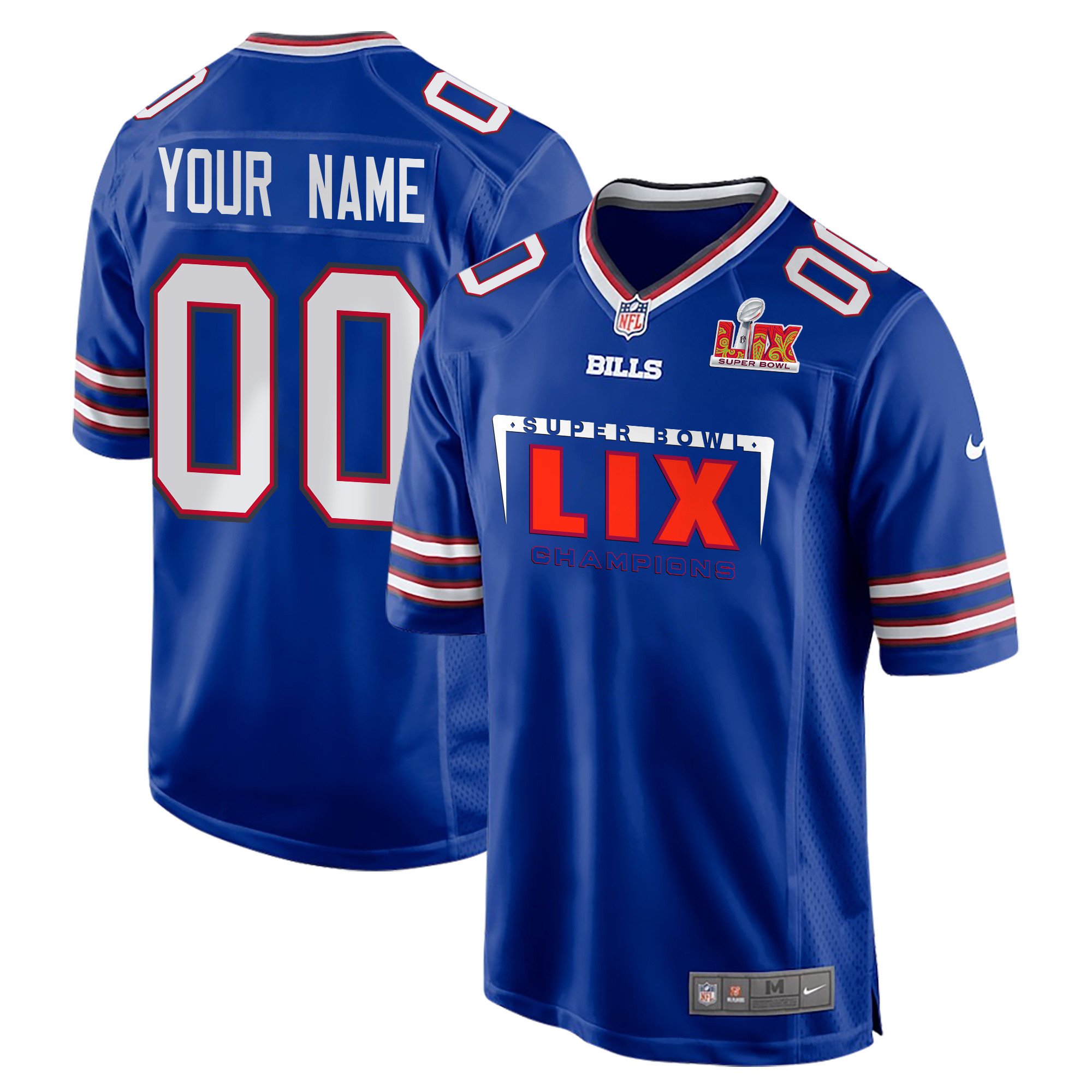 Buffalo Bills Super Bowl LIX Champions Simple Style Game Custom Royal NFL Jersey Men's