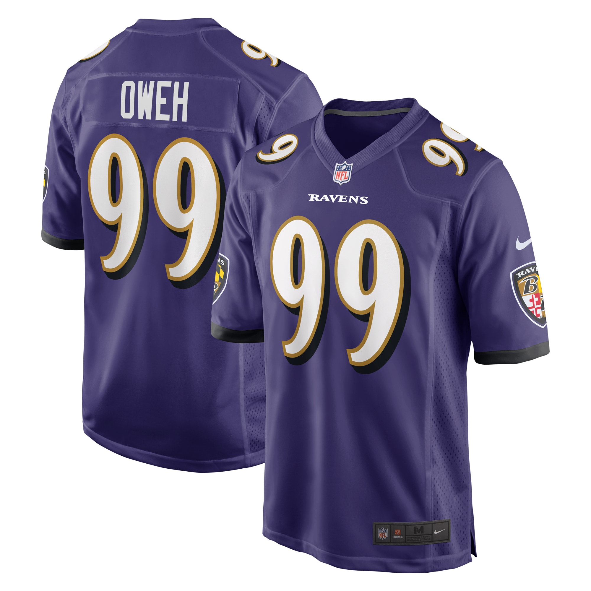 Baltimore Ravens Odafe Oweh Purple Game NFL Jersey Men's