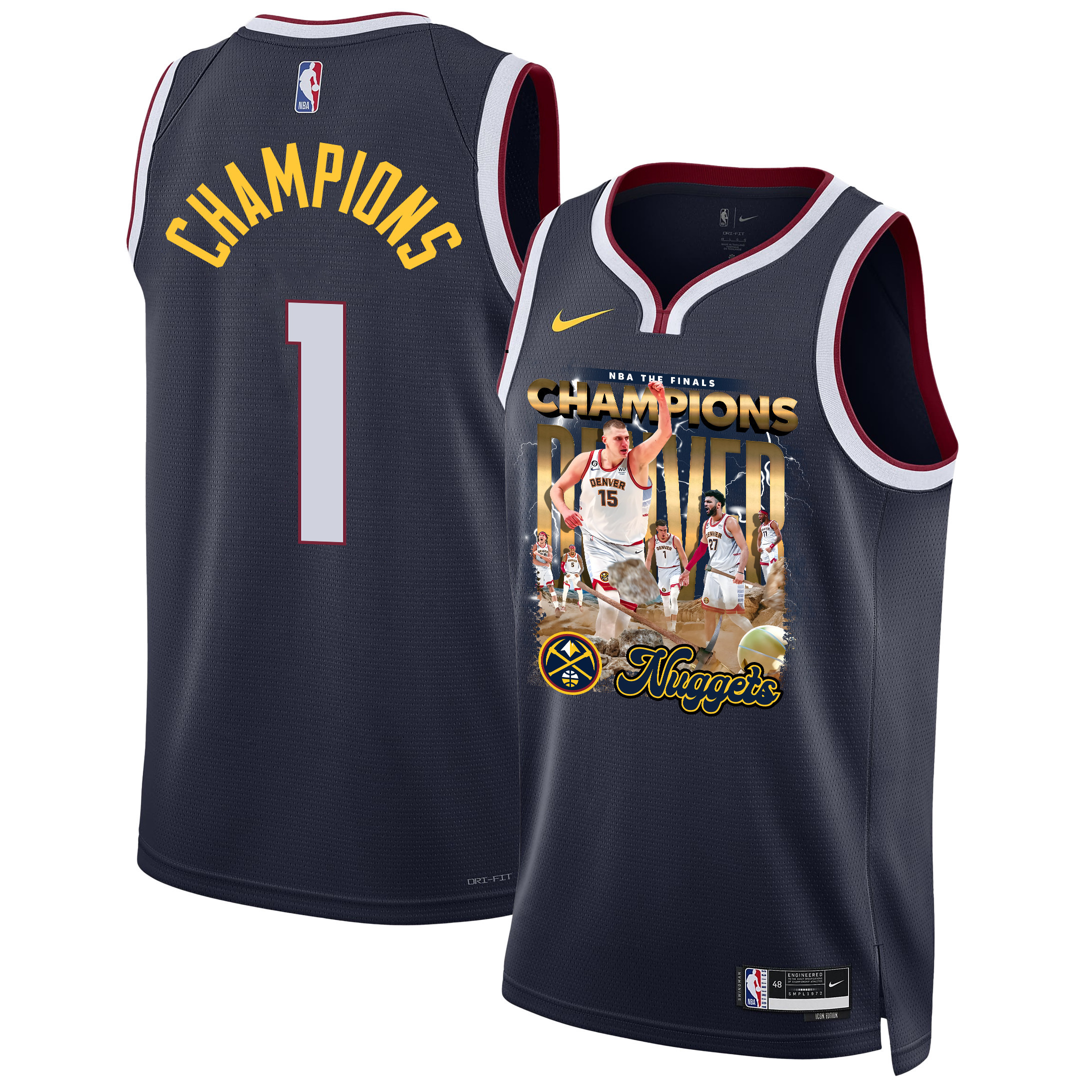 Nikola Joki? Denver Nuggets Superstar 2023 The Final Champions Swingman Black NBA Jersey Men's