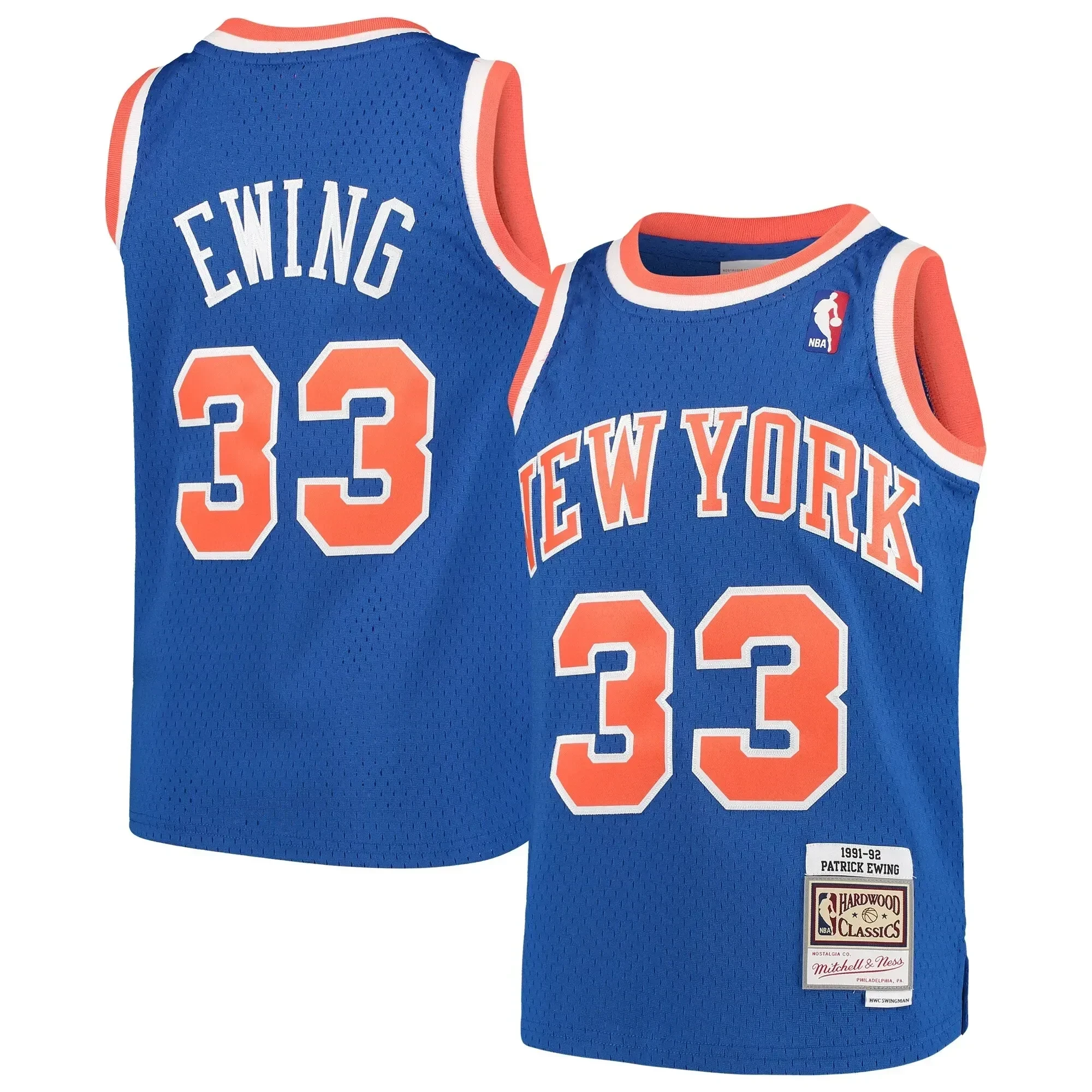 Patrick Ewing New York Knicks Mitchell&Nes Hardwood Classics Swingman Throwback Blue NBA Jersey Youth