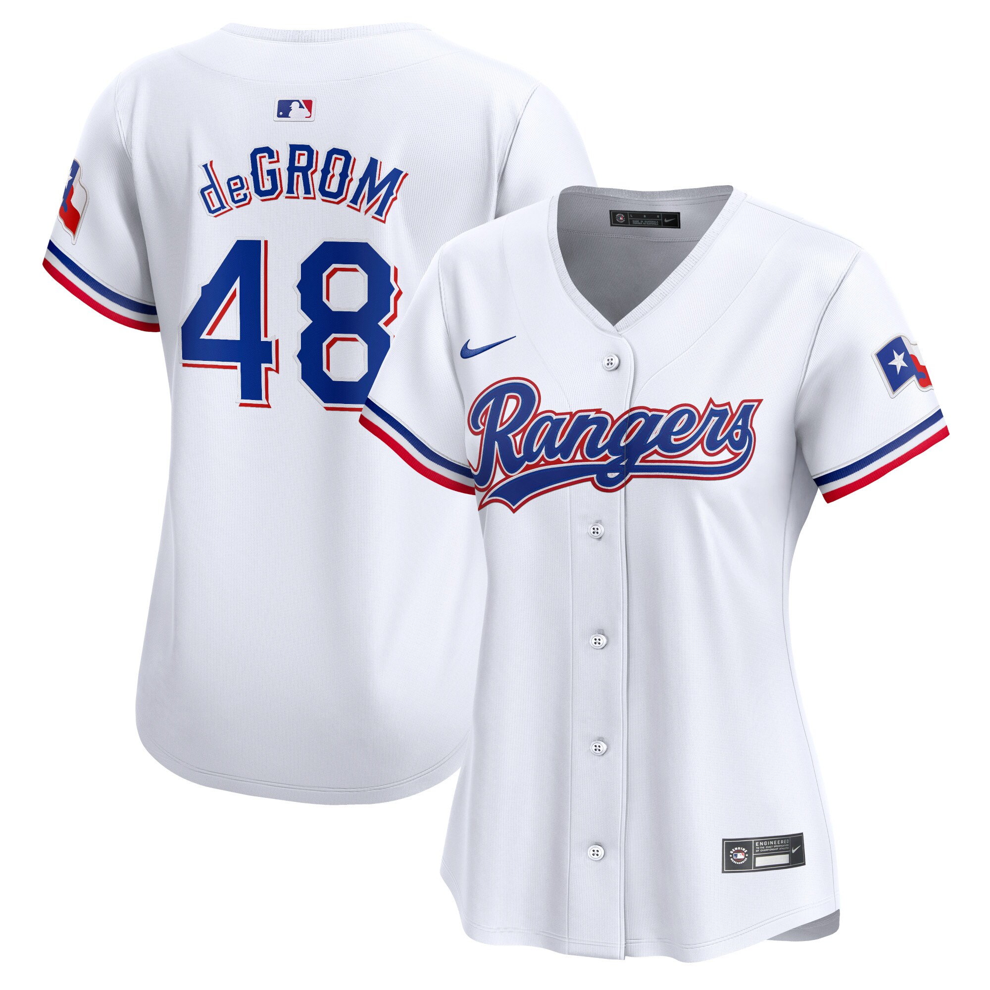 Texas Rangers Jacob deGrom White Home Limited Player MLB Jersey Women's