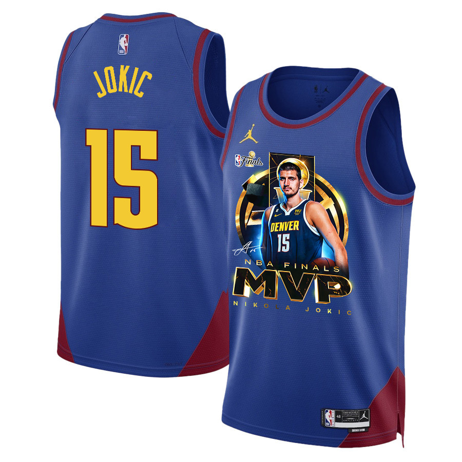 Nikola Joki? Denver Nuggets MVP 2023 Final Champions Swingman Blue NBA Jersey Men's