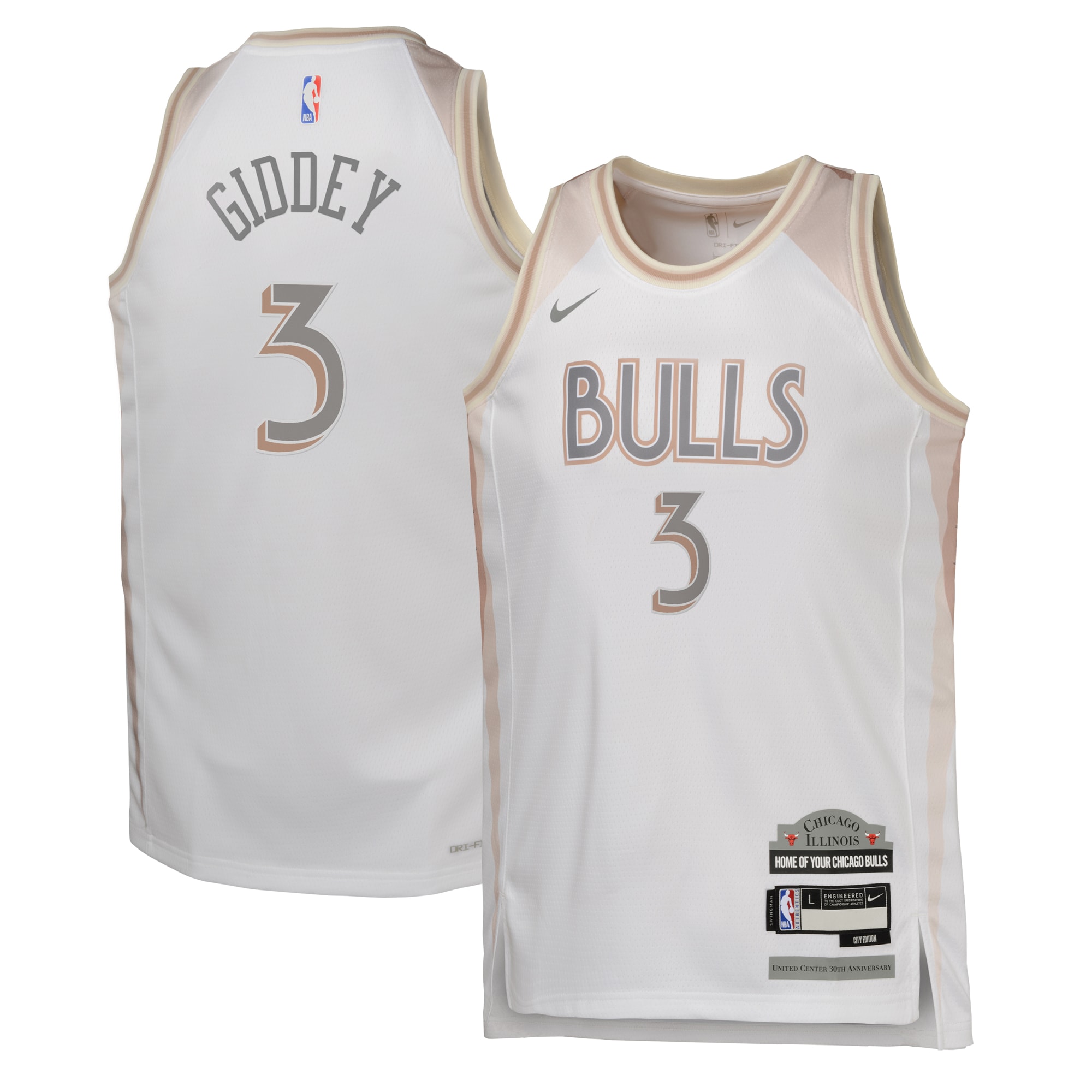 Chicago Bulls City Edition Swingman 202 White Josh Gidde NBA Jersey Youth