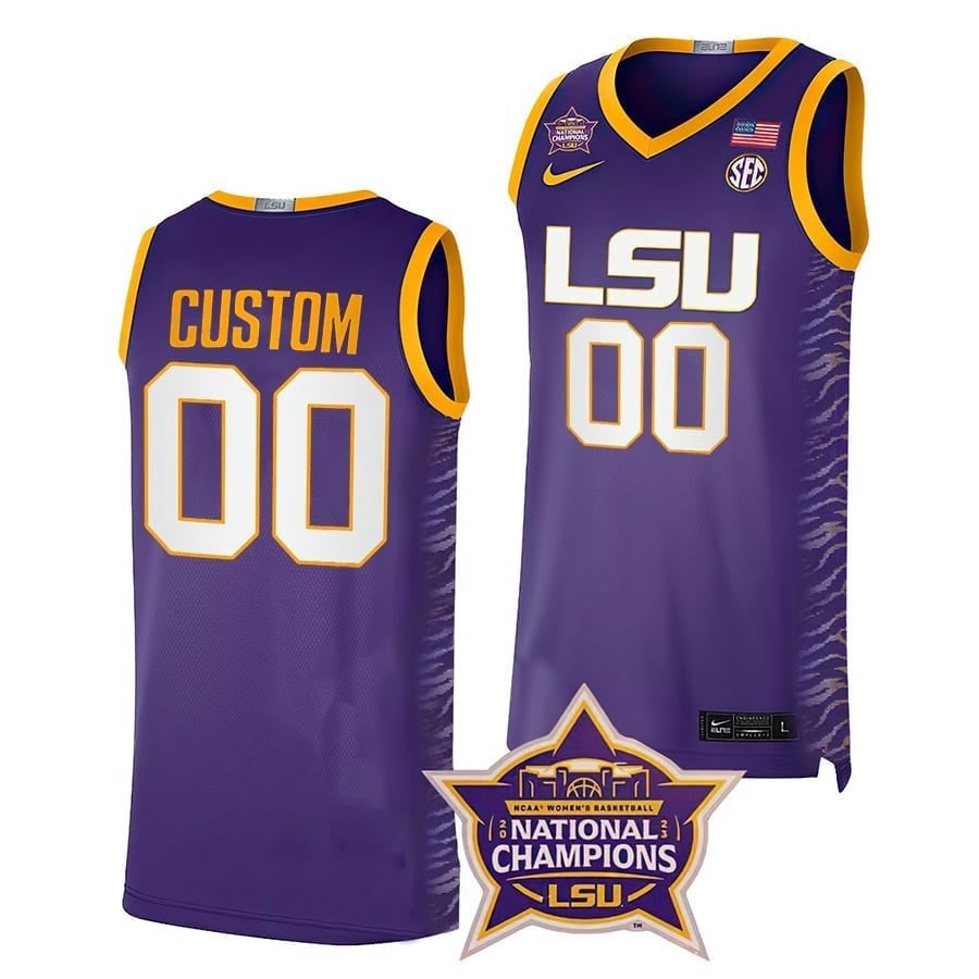 LSU Tigers 2023 College Champions Purple NCAA Jersey Men's