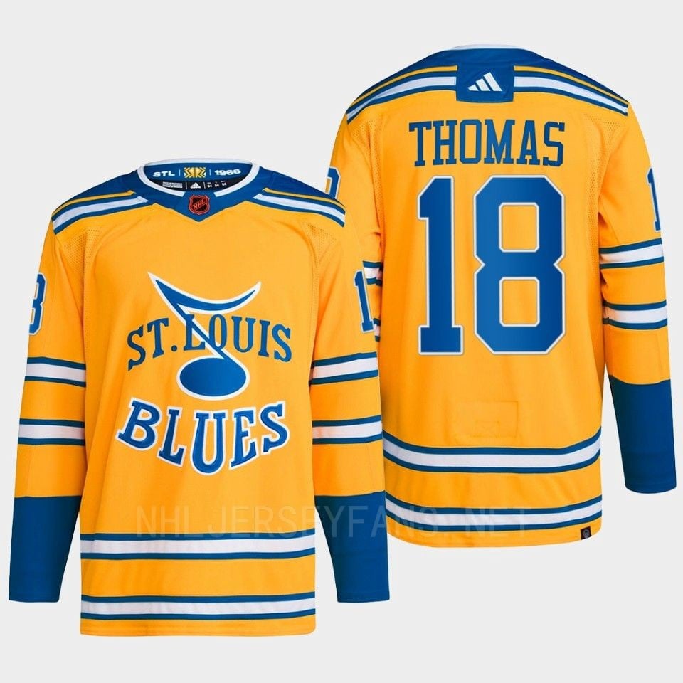 Robert Thomas 18 Reverse Retro 2.0 2022 St. Louis Blues Yellow Primegreen NHL Jersey Men's