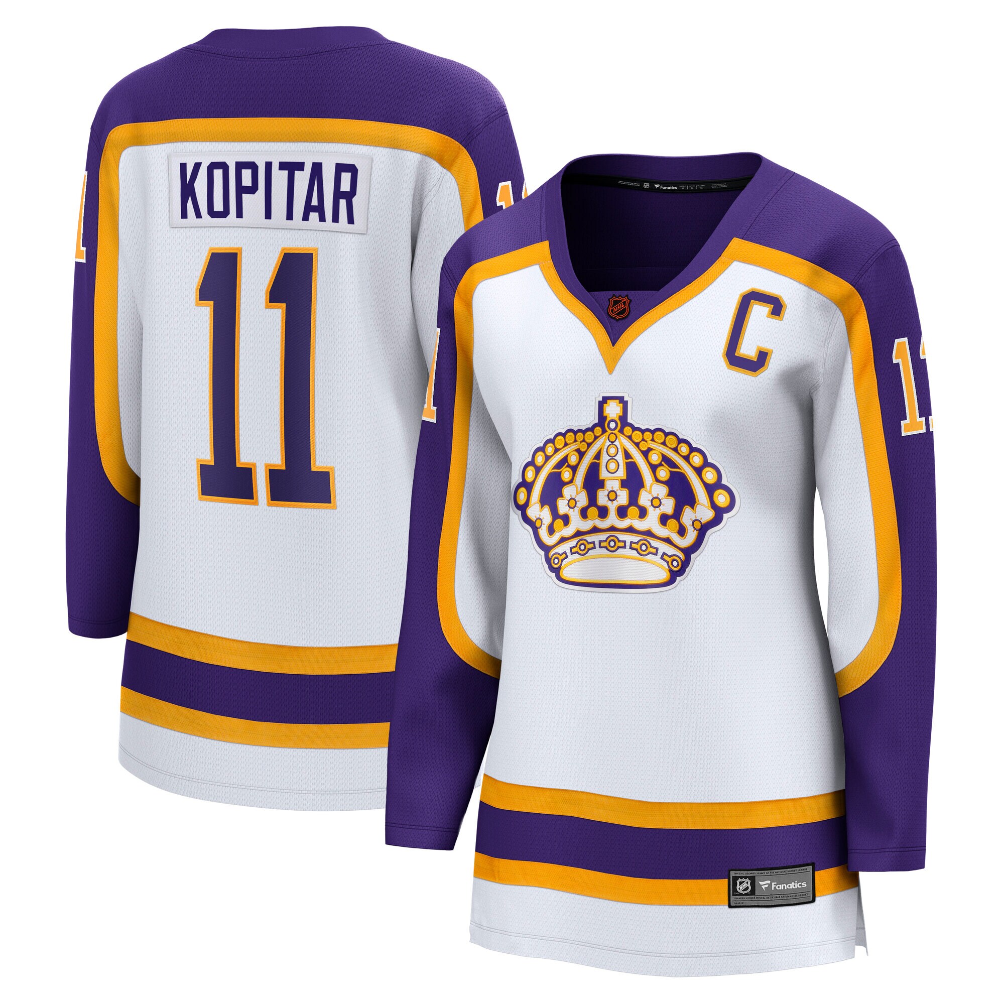Los Angeles Kings Anze Kopitar White Special Edition 2.0 Breakaway Captain's Patch NHL Jersey Women's