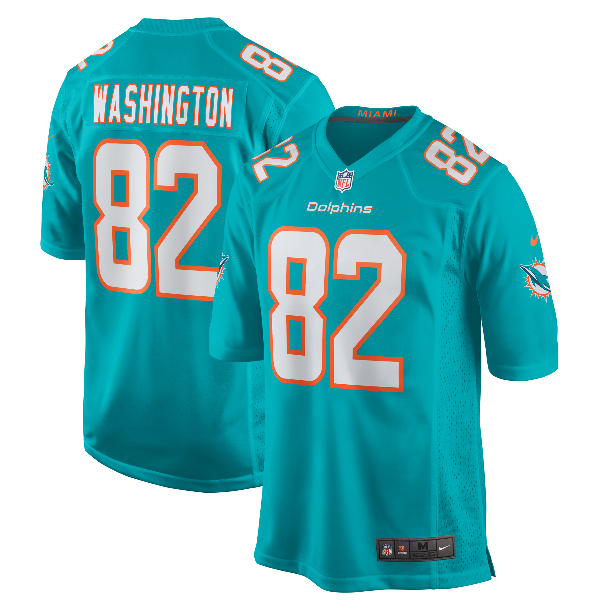 Miami Dolphins Tahj Washington Aqua Game NFL Jersey Men's