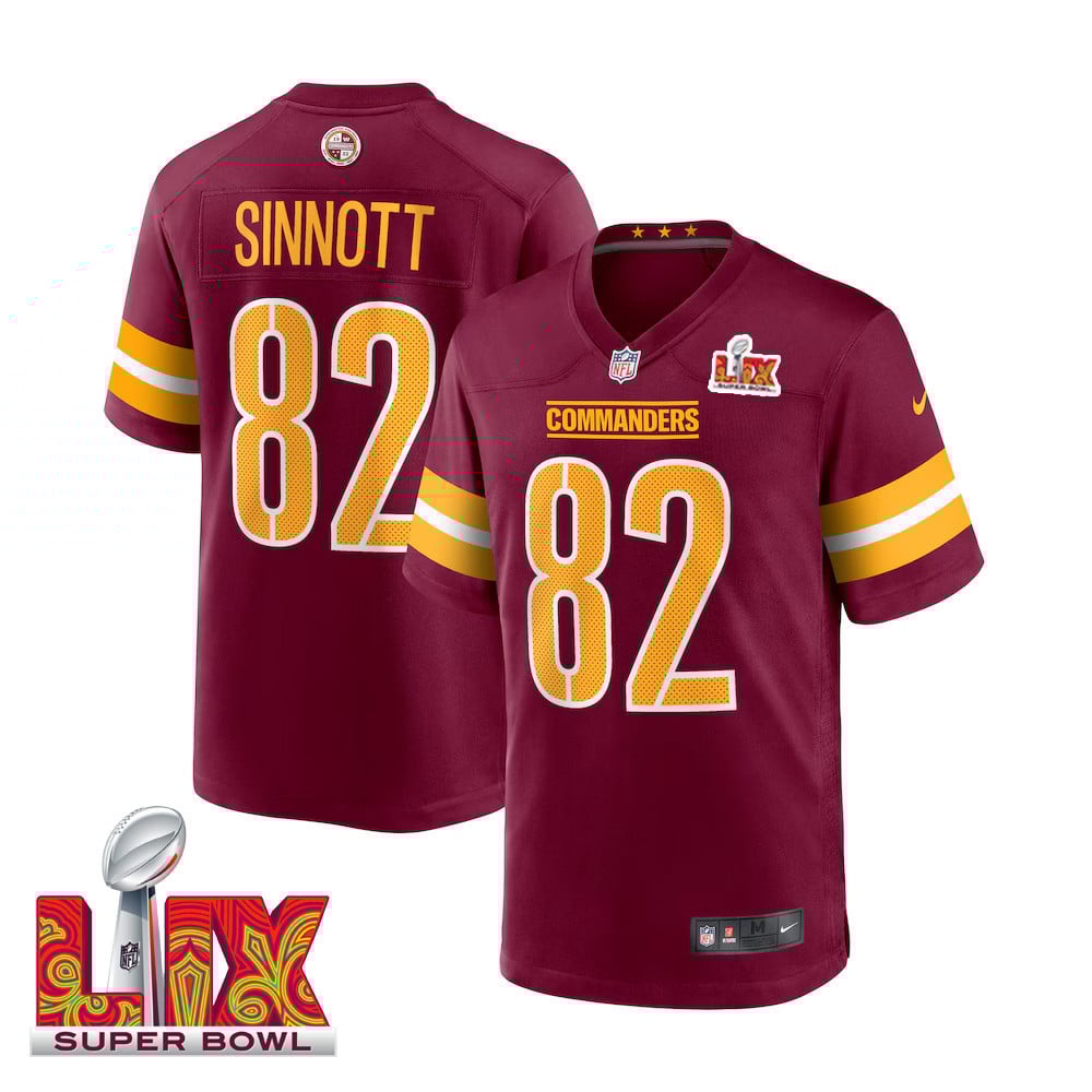 Ben Sinnott #82 Washington Commanders Super Bowl LIX Burgundy NFL Jersey Men's