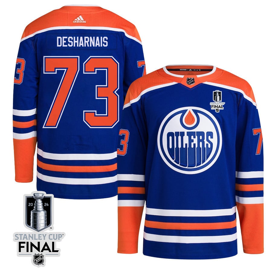Vincent Desharnais 73 Edmonton Oilers 2024 STANLEY CUP Final Home Primegreen Royal NHL Jersey Men's