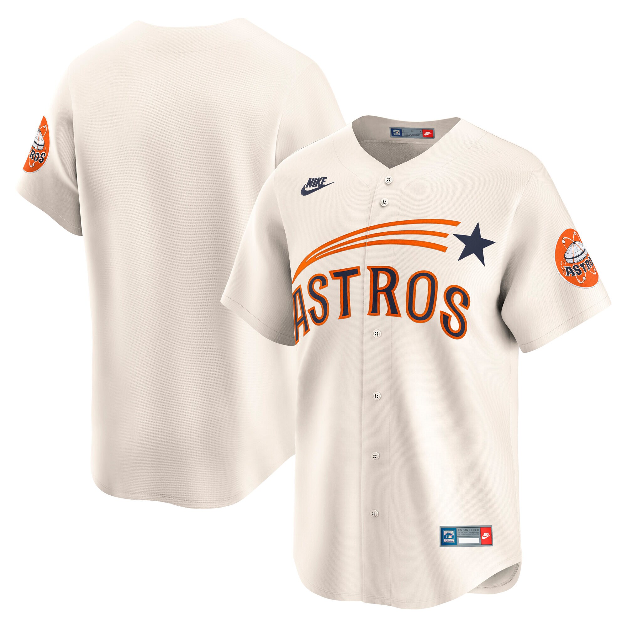 Houston Astros Cream Throwback Cooperstown Collection Limited MLB Jersey Men's