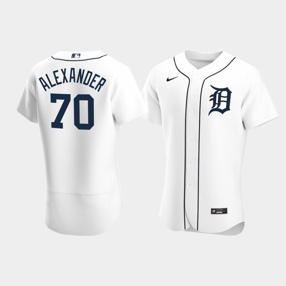 Tyler Alexander 70 Detroit Tigers White Home MLB Jersey Men's