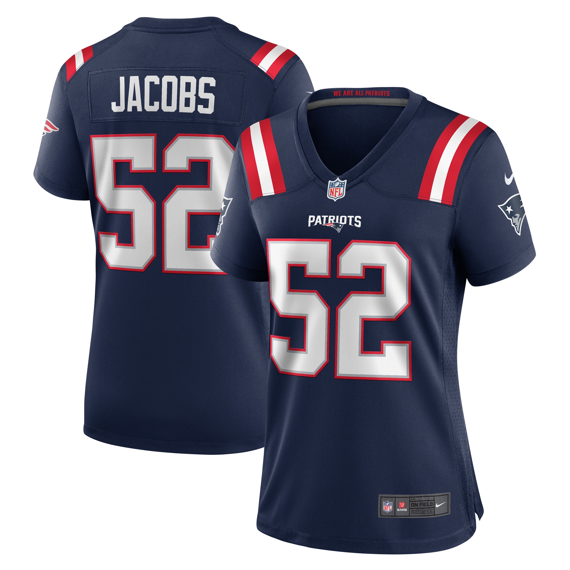 New England Patriots Curtis Jacobs Navy Game NFL Jersey Women's