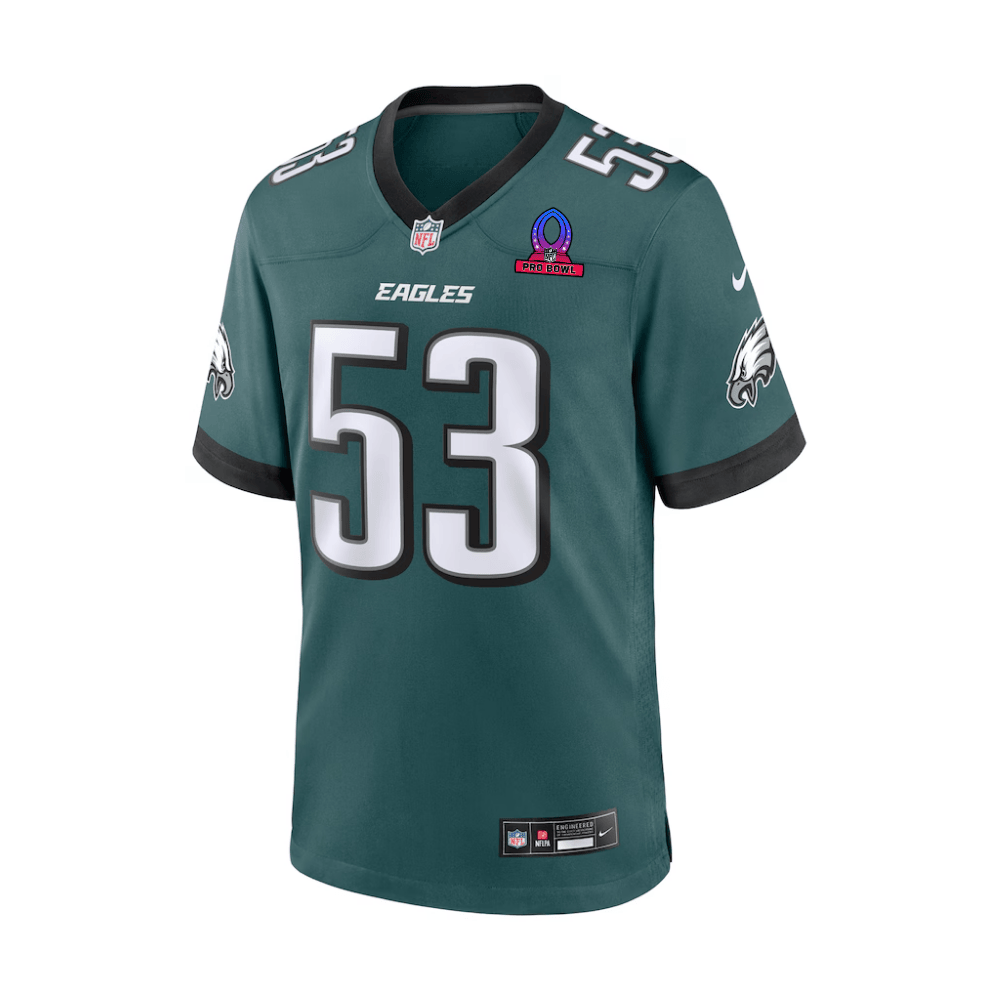 Zack Baun 53 Philadelphia Eagles 2025 Pro Bowl Patch Game Midnight Green NFL Jersey Men's