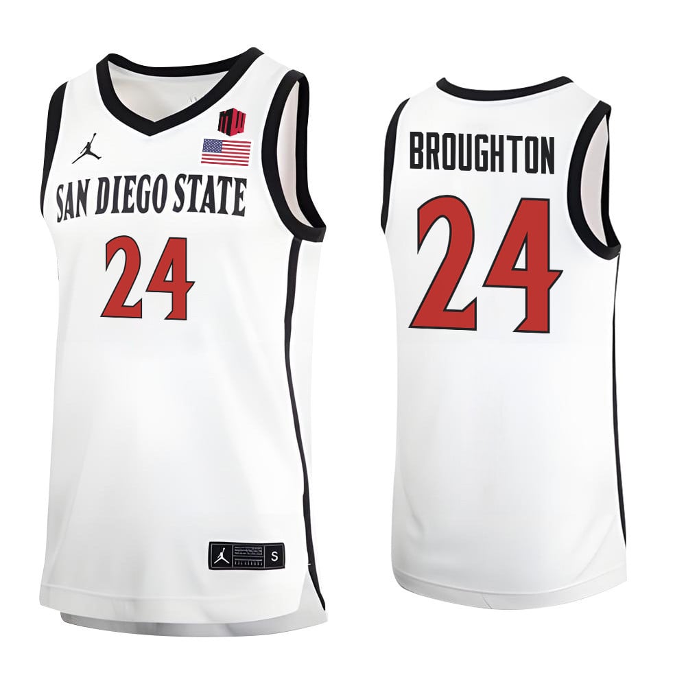 Tyler Broughton 24 San Diego State Aztecs 2023 MW Logo- Me White NCAA Jersey Men's