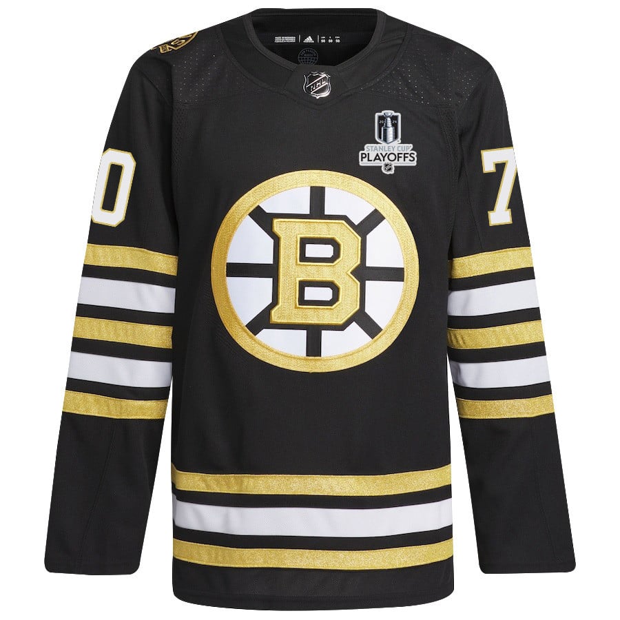 Jesper Boqvist 70 Boston Bruins 2024 Playoffs Patch Home Black NHL Jersey Men's