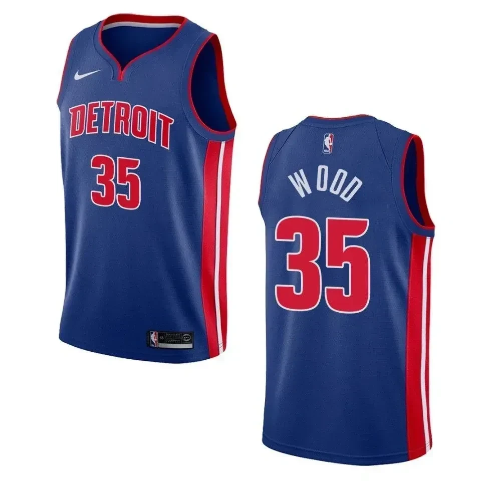 Detroit Pistons 35 Christian Wood Icon Swingman Blue NBA Jersey Men's