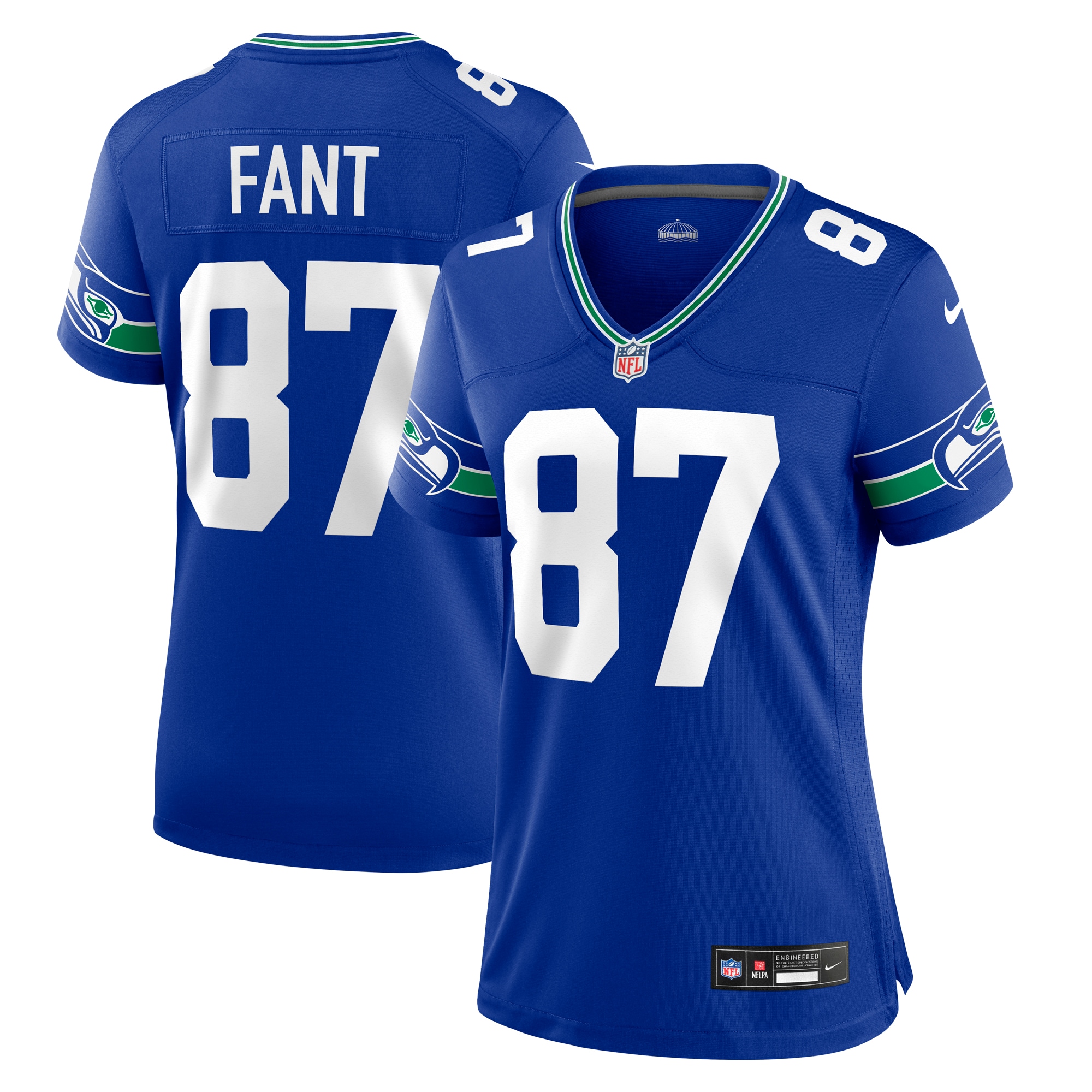 Seattle Seahawks Noah Fant Royal Throwback Player Game NFL Jersey Women's