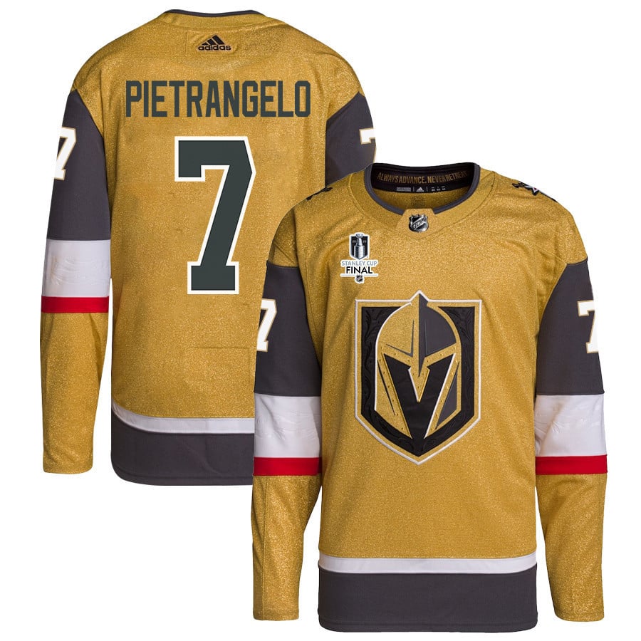 Alex Pietrangelo 7 Vegas Golden Knights Stanley Cup 2023 Final Patch Home Breakaway Gold NHL Jersey Men's
