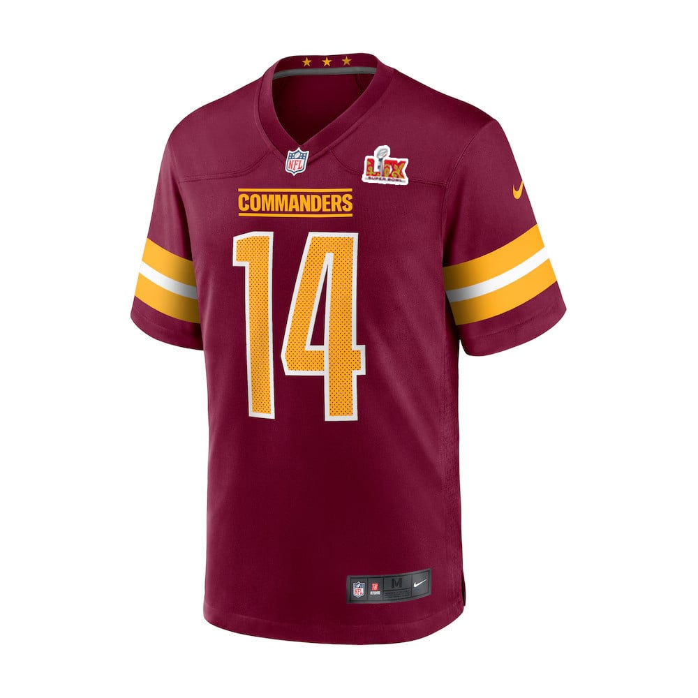 Olamide Zaccheaus #14 Washington Commanders Super Bowl LIX Burgundy NFL Jersey Youth