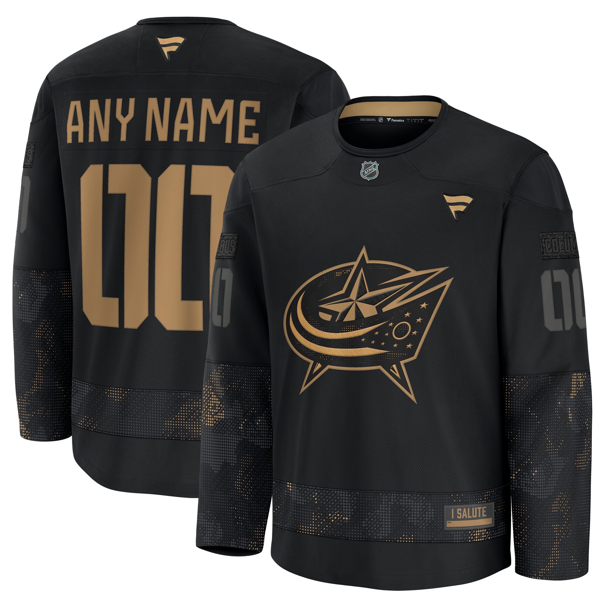 Columbus Blue Jackets Black 2024 Military Appreciation Custom Practice NHL Jersey Men's