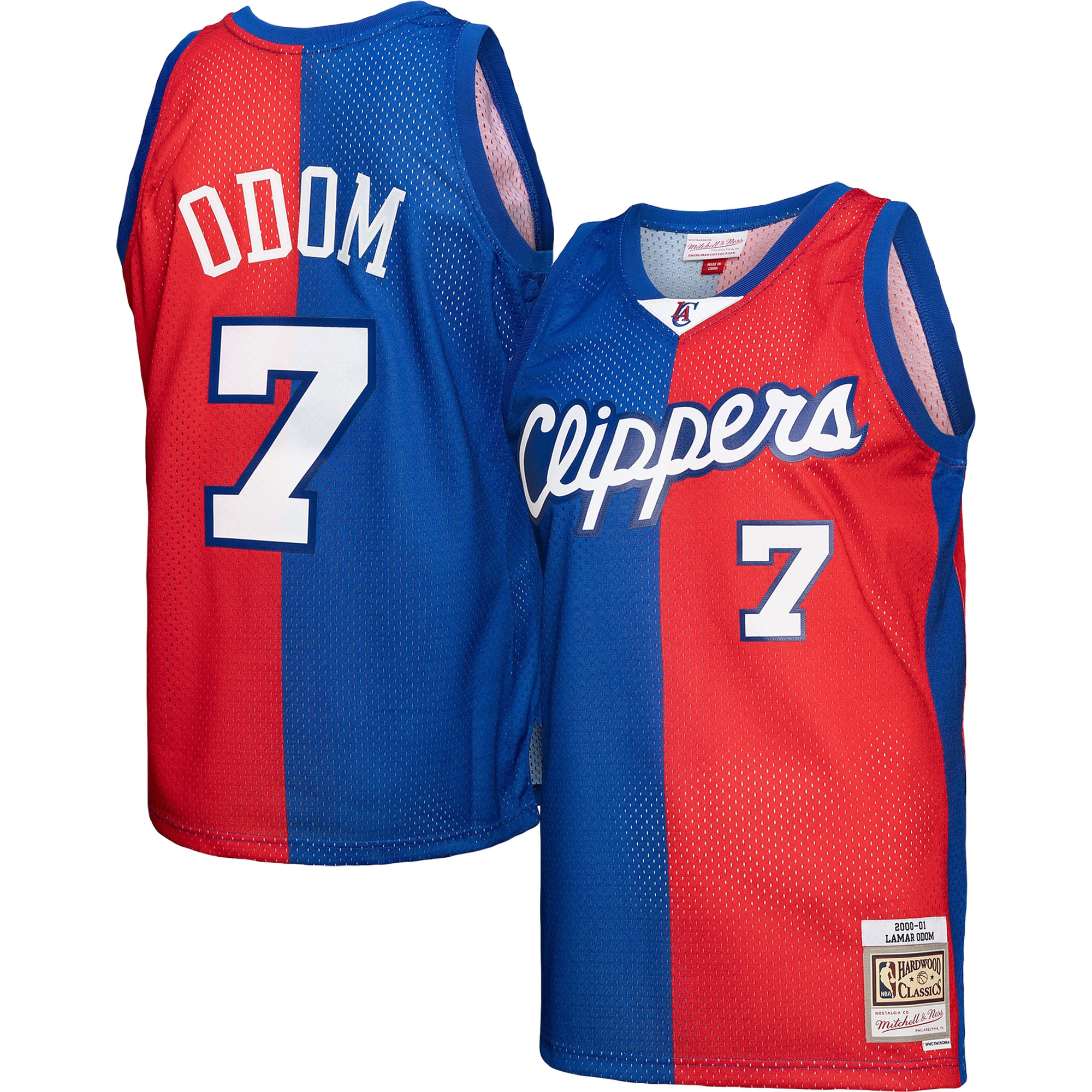 Mitchell Ness Lamar Odom Royal/Red Los Angeles Clippers Hardwood Classics 2000/01 Split Swingman NBA Jersey Men's