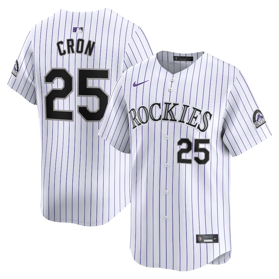 CJ Cron 25 Colorado Rockies Home Limited Player White MLB Jersey Men's