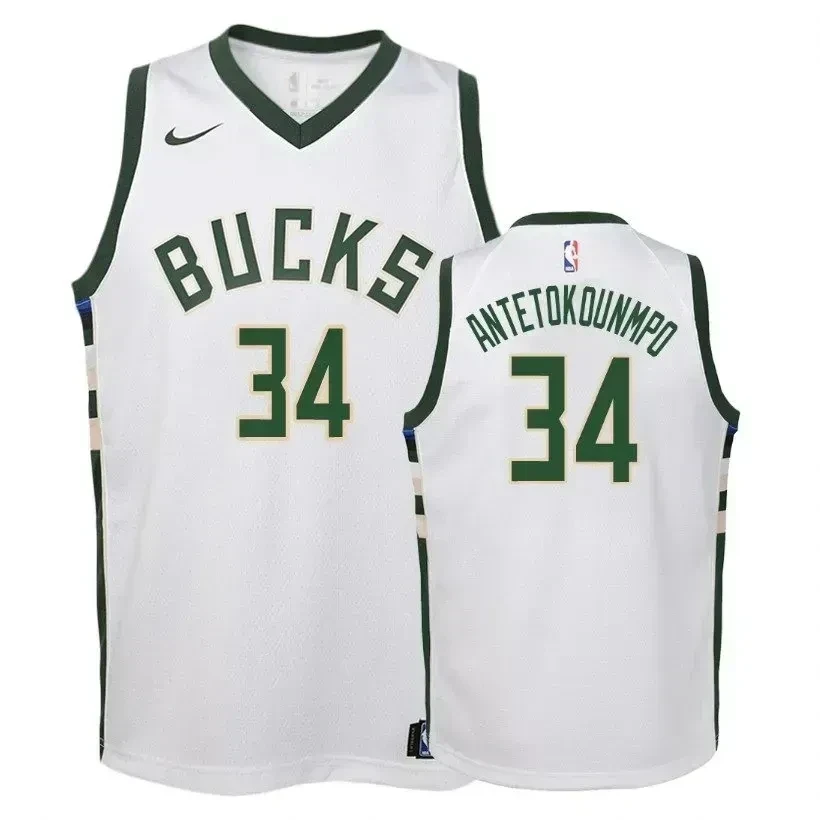 Bucks Giannis Antetokounmpo 34 Associatio White NBA Jersey Youth