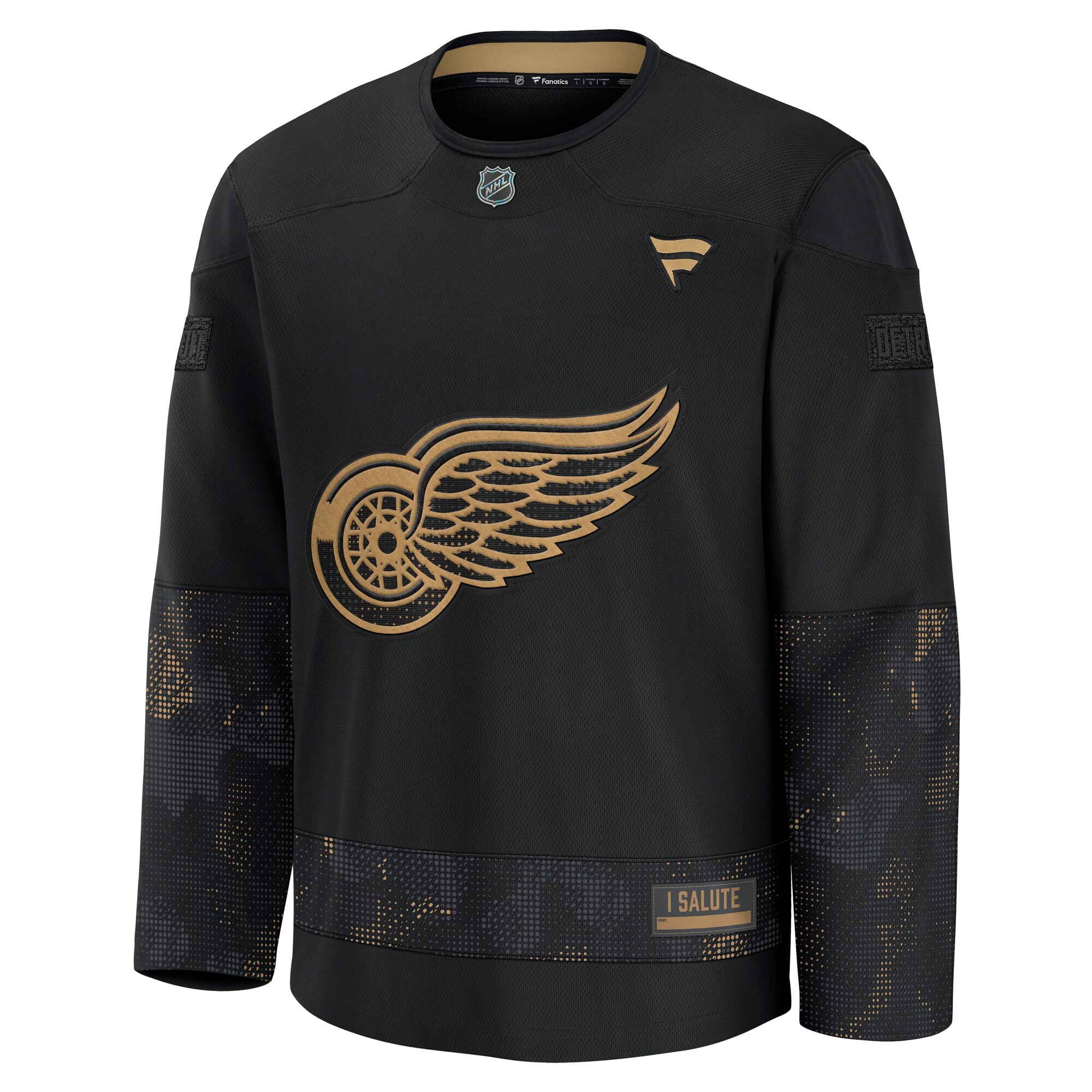 Detroit Red Wings Black 2024 Military Appreciation Practice NHL Jersey Men's