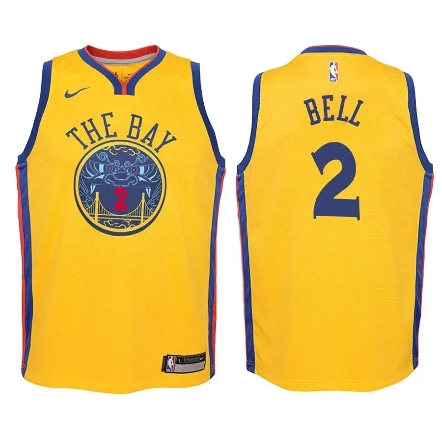 Golden State Warriors Jordan Bell 2 City Edition Gold NBA Jersey Youth