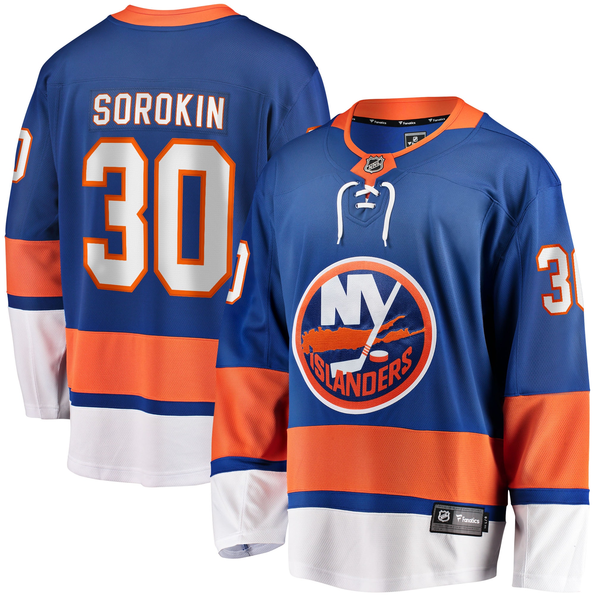 New York Islanders Ilya Sorokin Royal Home Breakaway Player NHL Jersey Men's