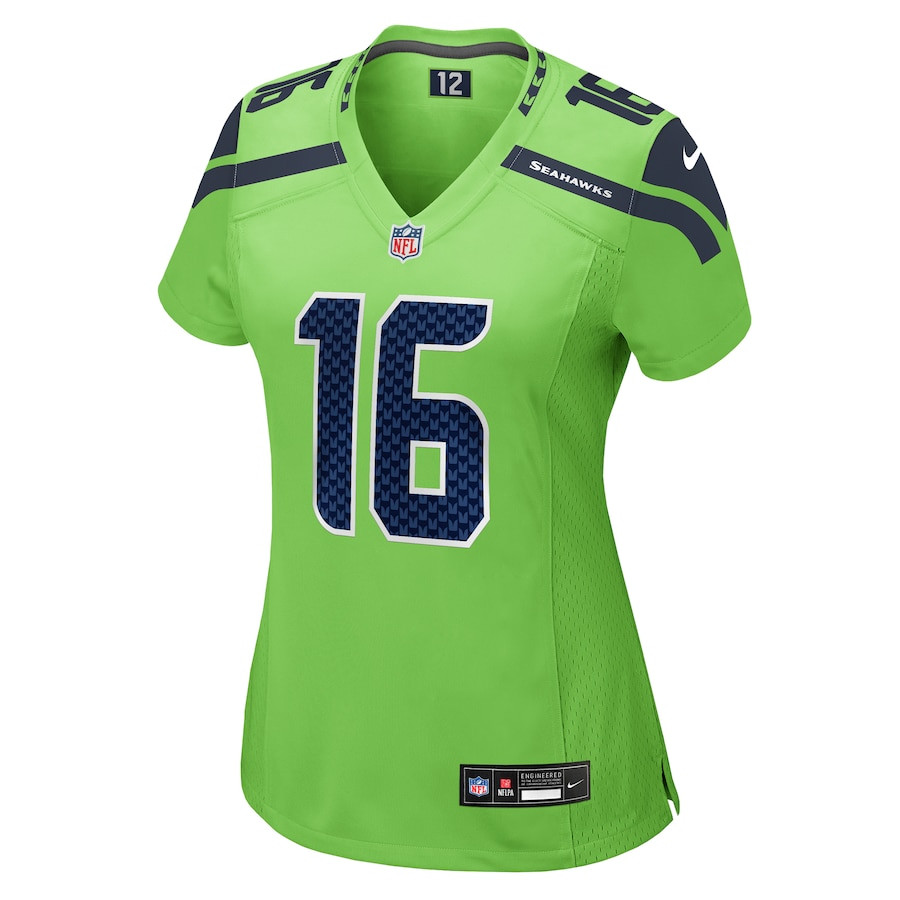 Tyler Lockett 16 Seattle Seahawks Game Neon Green NFL Jersey Women's