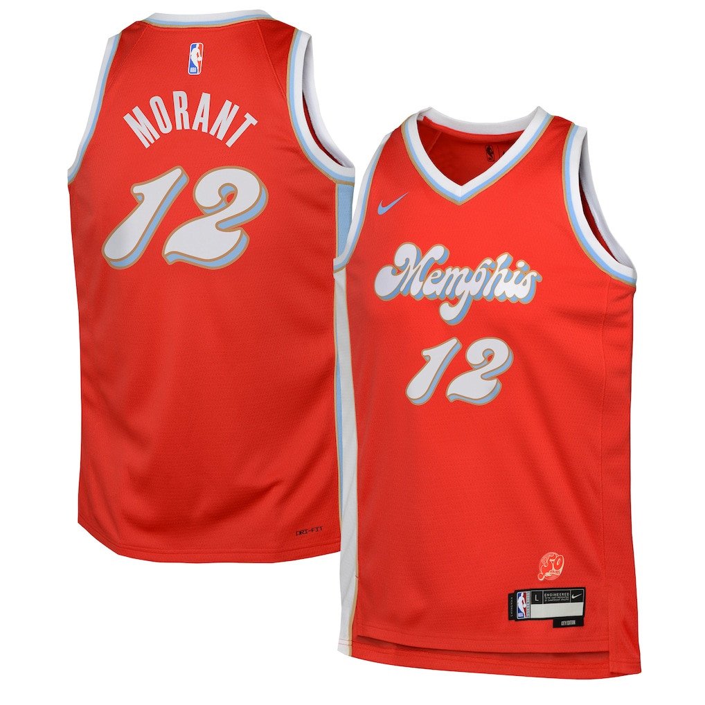 Ja Morant 12 Memphis Grizzlies 2024/25 Swingman Playe City Edition Red NBA Jersey Youth
