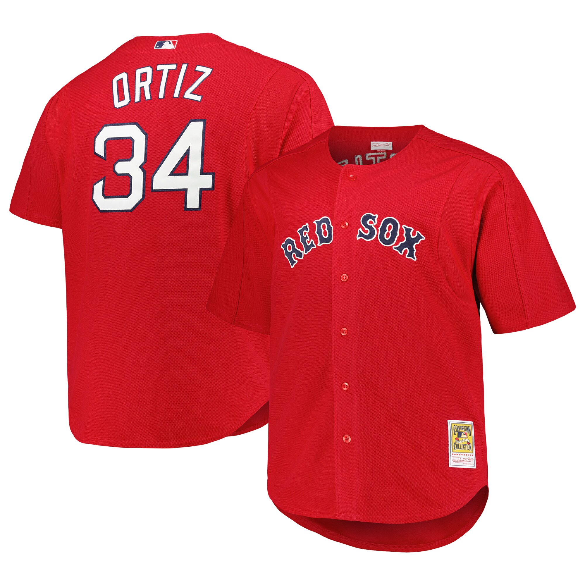 Boston Red Sox David Ortiz Mitchell Ness Red Big Tall Cooperstown Collection Batting Practice MLB Jersey Men's
